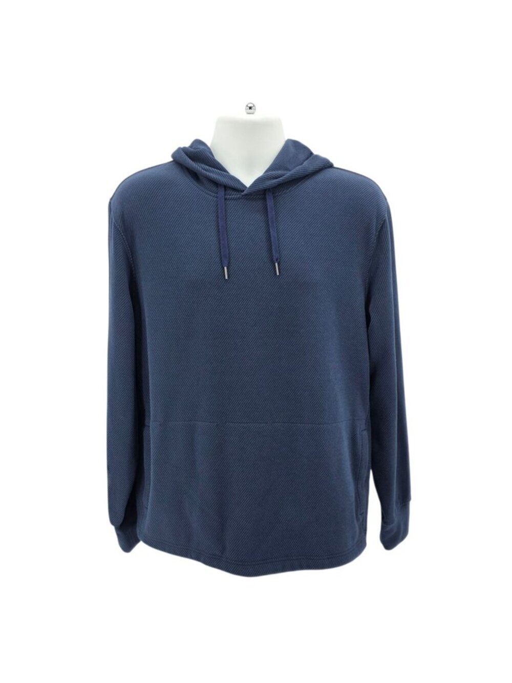 J. Crew Mens Large Hoodie Seaboard Soft Knit Diagonal Stripe Blue Sweatshirt